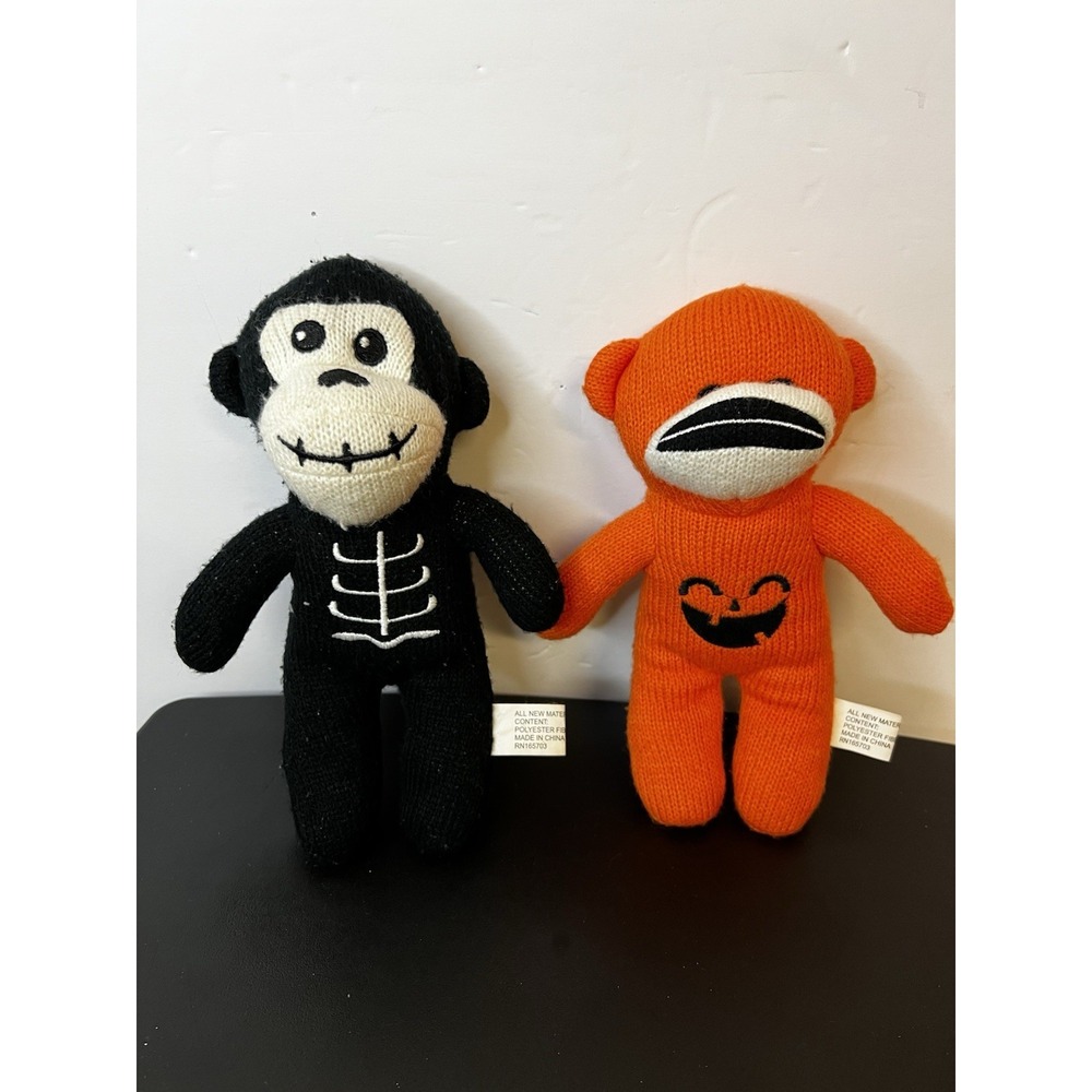2‑Pack Monkey Dog Chew‎ Toys — Squeaky Plush, Chew Guard, Halloween